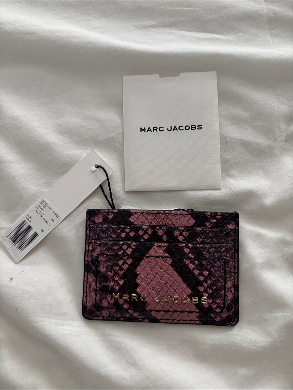 Marc Jacobs Black and Pink Snake-Print Card Holder